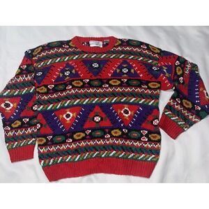 vintage northern isles sweater M Bold‎ Colorful Aztec Coogi Style Cotton 90s